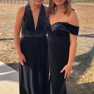 Revelry Dylan Dress- Slate Blue Velvet